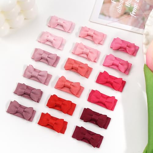 CÉLLOT 60Pcs Baby Hair Clips 1.2" Tiny Baby Bows Snap Hair Clips for Thin Hair Grosgrain Ribbon Hair Bows Clips for Baby Girls Toddlers Infant in Pairs - color: 60pcs/30color