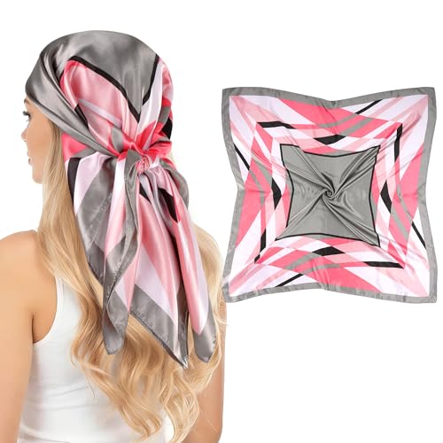 Pistha Head Scarf Bandana for Women, Satin Scarf for Hair, Large Square Silk Bandana Headscarf for Women and Men 35 Inch - style: Assorted C