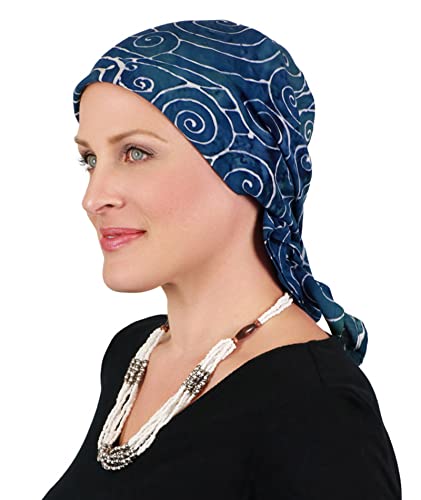 Hats Scarves & More Chemo Scarf Head Scarves for Women Cancer Headwear Headscarf Head Coverings 28 Inch Square Batik - color: Teal Temple