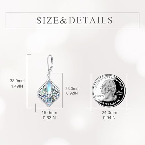 TIGER RIDER Abalone Shell 925 Sterling Silver Dangle Earrings Lightweight Filigree Dangle Drop Earrings for Women - style: Dragonfly Monnose