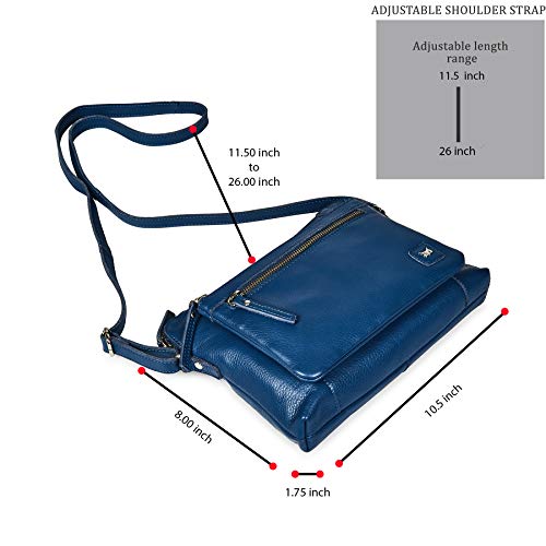 Leather Crossbody Bags for Women Small Soft Genuine Pebbled Sling Shoulder Handbag Crossover Purse with Full Adjustable Strap (Sapphire Blue Nappa) - color: Sapphire Blue Nappa
