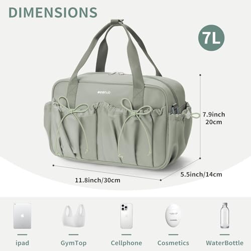 ECOHUB Small Gym Bag for Women, Mini Gym Duffle Bag with Wet Compartment, Bowknot Sports Bag, Cute Gym Tote Bag Dance Yoga Workout Travel Bags Green - color: Green