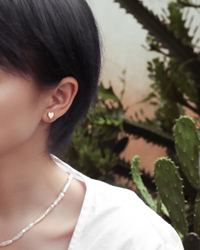 S.Leaf Gold Stud Earrings for Women Sterling Silver Gold plated Hypoallergenic Shell Mother of Pearl Post Earrings for Women Birthday Gifts - color: B01_Shell_7mm_Gold