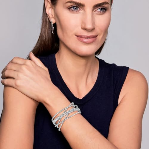 Rhinestone Bracelet for Women MultiLayer Crystal Cuff Bracelet Strand Layered Bracelet - color: Silver 4