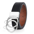 JASGOOD Women Leather Belt,Reversible Belt,Leather Waist Belt for Jeans Dress with Gold Double O Ring Rotate Buckle - color: B-black+brown(silver Buckle), size: Length 37":Fit Size 28"-32"