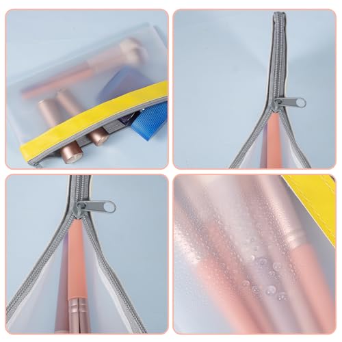 6 Pcs Clear Pouches with Zipper, Waterproof Zipper Cosmetic Bag TwoSize Clear Coin Purse Plastic ZipperPouch Travel Storage Organizer for Coin Lipstick Earphone Aesthetic Stuff DailyToiletries