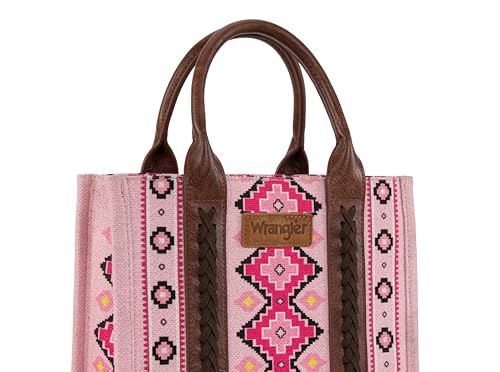 Wrangler Aztec Tote Bag for Women Boho Shoulder Purses and Handbags - color: Angel Diamond Light Pink (Guitar Strap)