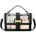 KKXIU Crossbody Bags for Women - Top Handle Purses for Lady, Leather Handbags Shoulder Clutch with Adjustable Shoulder Strap - color: Clear