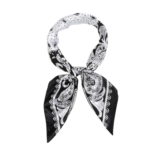 AIBFRID Square Head Scarves Satin Silk Hair Scarf Boho Bandana Headwear for Women Silk Feeling Hair Wrap Neck Scarf - color: Black, size: 35inch