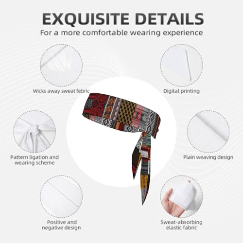 Sports Tie Headband Bandana Running Athletic Sweat Band Elastic Adjustable Sport Head Tie for Men Women Head Ties Ninja Tie Headbands Tennis Sweatbands Soccer Basketball Teams Running Head Band - color: Vintage