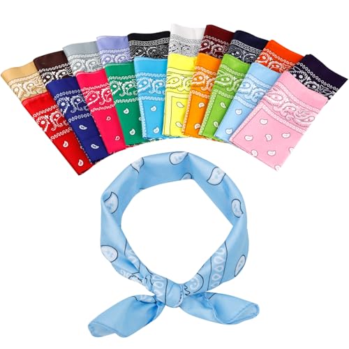 Jeatonge 20 Pcs Bandanas Paisley Headbands Bandana for Women Men Head Scarf Handkerchief 22x22 inch - color: ['Yellow', 'Sky Blue', 'Green', 'Red', 'Deep 'Orange', 'Plum Red', 'White', Purple', 'Khaki', 'Coffee', 'Gray', 'Black', 'Light 'Wine 'Royal 'Pink