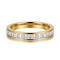 Channel Set Cubic Zirconia Eternity Band Rings for Women Men | 18k Gold Plated Cubic Zirconia,Minimalist Non Tarnish Hypoallergenic Wedding Band Stackable Ring - color: Gold-4mm