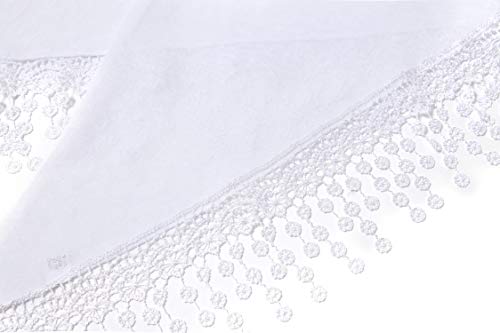 Cindy & Wendy Floral Embroidered Lace Triangle Scarf for Women - color: Ssls-white