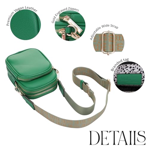 Mali+Lili, Josie Triple Zip Crossbody Bag - color: Webbing_kelly Green