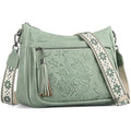 Crossbody Bags for Women, Vegan Leather Medium Crossbody Purse, Spacious Daily Travel Shoulder Bag with Boho Strap - color: Green