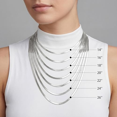 WomenGifts 14K Gold Silver Plated Herringbone Necklace for Women, Dainty Snake Chain Choker, Trendy Simple Long Layered Jewelry Non Tarnish, 3/4/5/8mm,14,16,18,20,22,24,26 Inch Thin & Chunky Options - color: Silver, style: 3mm-22inch