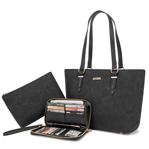 Purses And Wallets Set For Women Work Tote Satchel Handbags Shoulder Bag Top Handle Totes Purse With Matching Wallet - color: A57-3pcs/Set Black