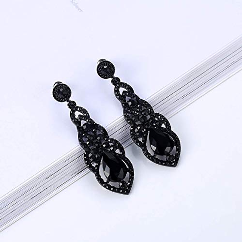 Women's Alloy Teardrop Crystal Chandelier Dangle Earrings - color: E-black