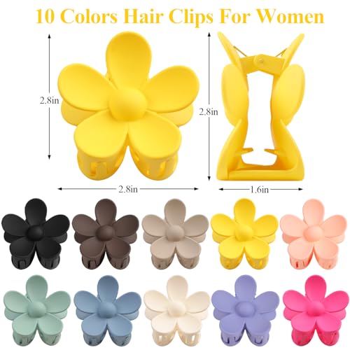 vivinin Flower Claw Clip 10 PCS Claw Clips, Hair Clips for Women Non Slip for Thick Hair Women Girls Gifts, 10 Colors - color: 10 Color