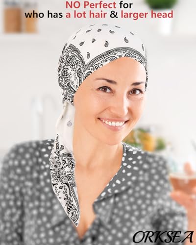 Chemo Headwear for Women Pre-Tied Head Scarf Headwraps Soft Turbans Cancer Hats Chemo Beanie Coverings Scarves - color: White Nuts