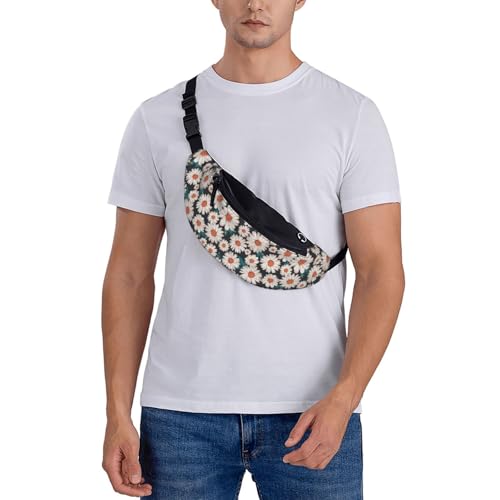 daisy beautiful flower wild garden Fashion casual fanny pack waist bag men women adjustable belt waist bag for travel hiking cycling running festival carnival - color: Black28