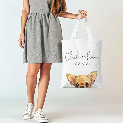 Dog Mama Canvas Tote Bag for Women, Dogs Lover Gift for Dog Mom, Birthday Christmas Cute Rottweiler Gifts For Women. - color: Chihuahua Mama (013)