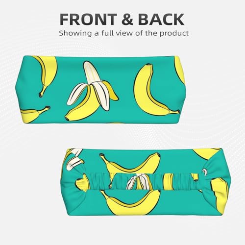 Black and Gold Swirl Liquid Ink Marble Workout Headbands Fashion Sports Sweatbands Yoga Hairbands for Fitness Athletic Non Slip Wicking Headscarf for Men Womens Girls Summer Accessories Elastic Bands - color: Bananas On Green