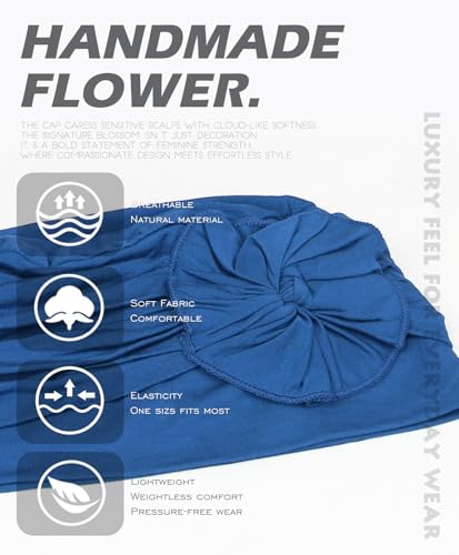 Chemo Headwear for Women Cancer Patients Lightweight Head Coverings for Hair Loss Seasonal - color: Blue