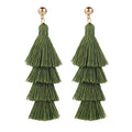 BaubleStar Tassel Earrings Handmade Tiered Thread Tassel Dangle Earrings, Multi Colors - color: Green