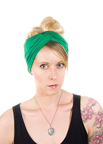 Twist Headband Extra Wide Scrunch Turban (Kelly Green) - color: Kelly Green