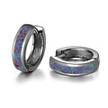 CiNily Huggie Earrings Opal Hinged Hoop Earrings Gold Plated Hypoallergenic Small Hoop Earrings for Women Teen Girls Men Sensitive Ears - color: Black Purple