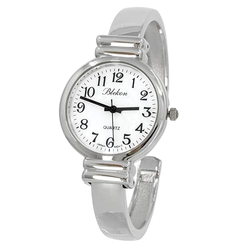 Women's Classic Easy Read Bangle Cuff Watch - color: Silver