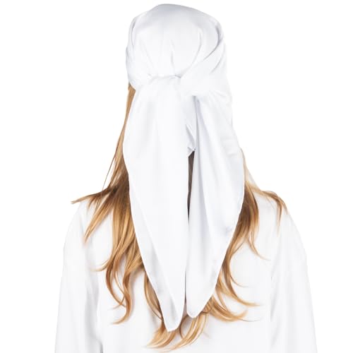 RIIQIICHY 35 Inch Head Scarf for Women Hair Scarf Like Silk Scarf Square Scarf Bandanas for Women - color: White