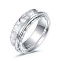 925 Sterling Silver Anxiety Ring with Beads Fidget Spinning Rings for Women Worry Beads Rings - color: hammered design A