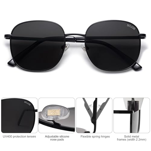 SOJOS Classic Trendy Square Sunglasses for Women Men Cute Big Frame Gold Shades SJ1137 - color: Black/Grey