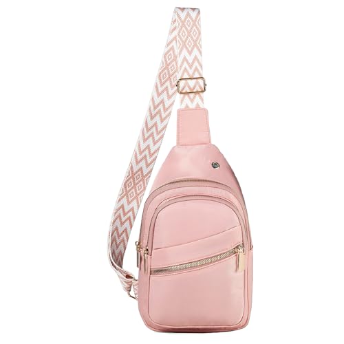 Xsecnua Crossbody Sling Bag Small Sling Backpack, Cross Body Bag Chest Bag for Women Men Travel Hiking Daypack - color: D-pink