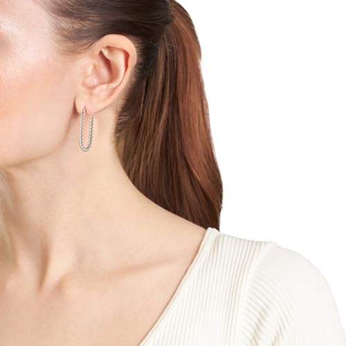 Amazon Essentials Plated Tailored Hoop Earrings - color: Silver, size: L: 1.34" X W: 0.11"