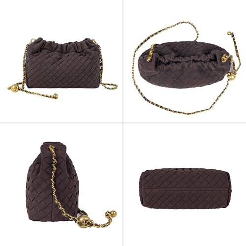 Joryin Woven Women's Crossbody Bag & Evening Purse, Trendy Dumpling Clutch & Hobo Cloud Shoulder Bag Trendy Dumpling Clutch - color: Woven Suede-chocolate Plum