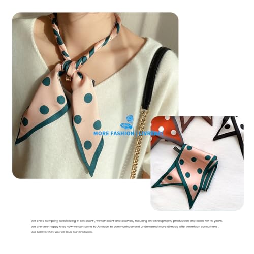 Hair Head Neck Bag Long Scarf Versatile Wrap for Women Soft & Lightweight for Everyday Chic - color: 10 Pink Polka Dot 3.7 X 38 Inch