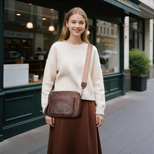 MEITRUE Crossbody Bags for Women, Vegan Leather Crossbody Purse Trendy Multi Pockets Shoulder Handbag with Tassel - color: 07-dark Espresso