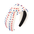 YISSION 4th of July Red White Blue Beaded Knotted Wide Headband for Adults - Patriotic Festival Hair Accessory for Independence Day Parades & Celebrations - color: Red,Blue,White
