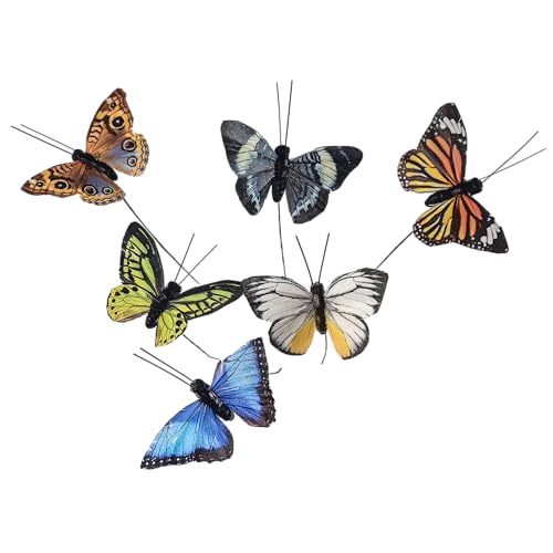 Berfutall-Artificial Feather 3D Butterfly Party Decorations Set of 12 with Wire 12 Color Ornaments for Christmas Tree(B)… - color: A Wire