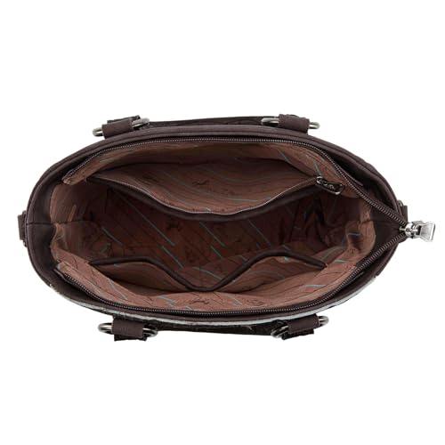 Montana West Western Cowhide Crossbody Bag for Women Designer Leather Tassel Top Handle Handbags - color: Coffee