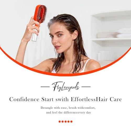 2-in-1 Manual Non-Electric Detangler Hair Brush with Built-In Mister Spray, Wet & Dry Detangling Brush for Curly, Wavy & Straight Hair, No-Tangle Anti-Frizz Brush，Reservoir 50ml.(Orange) - color: Orange