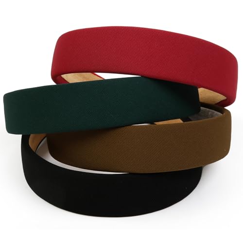 Huachi Headbands for Women Non Slip Trendy Headbands for Women’s Hair 1 inch Wide Cute Headband for Girls, Christmas Head Bands Elastic Hair Bands for Womens Fashion Accessories for Women 4PCS - color: Xmas Color Set