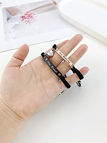 MEALGUET Personalized Couple Bracelet Customized Couple Bracelets Set Mutual Attraction Custom Name Relationship Bracelet Personalized Gift for Men Women - style: His Beauty/Her Beast-heart magnetic
