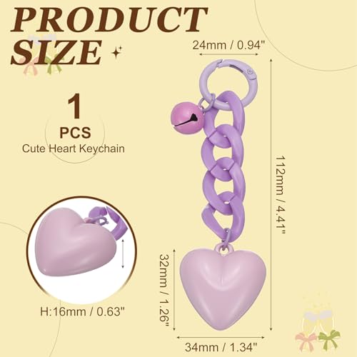 PATIKIL Cute Heart Keychain for Women, Heart Purse Charm Bag Charm Accessories for Handbag Car Purse Backpack - color: Purple