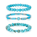 3Pcs Natural Stone Bracelets for Women 8mm Crystal Beaded Bracelets Handmade Stretch Bracelet Healing Crystal Jewelry for Women - style: Turquoise bracelets