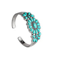 Fuqimanman2020 Bohemian Turquoise Flower Engraved Wrap Bangle Cuff Bracelet Natural Stone Adjustable Western National Style for Women Gemstone Ethnic Boho Jewelry
