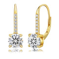 KRKC Moissanite Earrings, 1.0ct-2.0ct D Color Lab Created Diamond Earring, 14k White Gold Plated Sterling Silver Dangle Earrings S925 Leverback Drop Earring for Women Hypoallergenic Jewelry for Gifts - color: Round-Gold-6.5mm